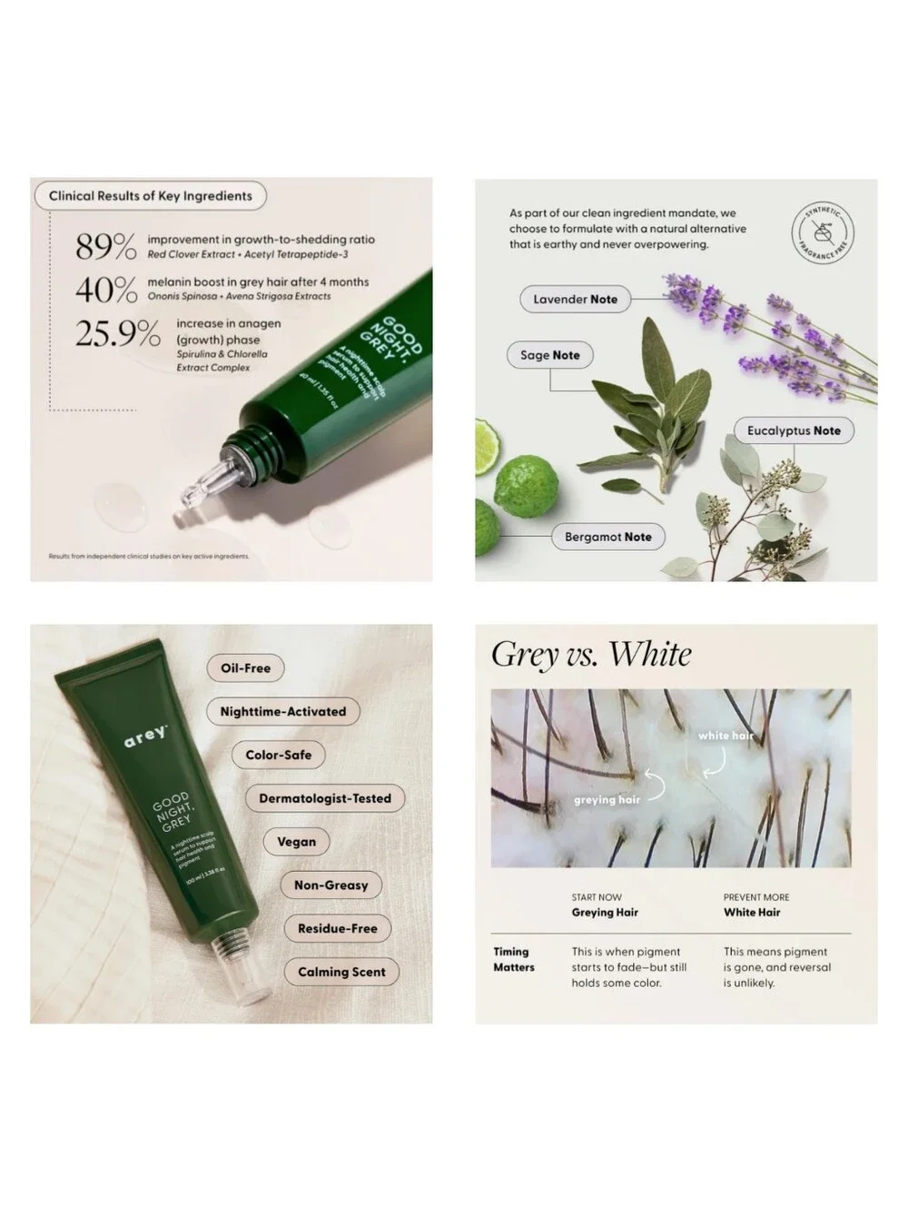AREY Good Night, Grey Overnight Hair Serum
